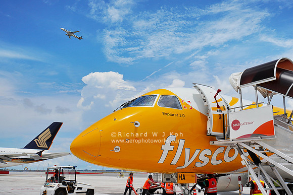 Scoot airline welcomes their first Embraer E190-E2 jet at Changi Airport, Singapore